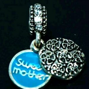 Sweet Mother"Drop Dangle Bead Spacer Charm Fit Eupropean Chain & Pendor Bracelet